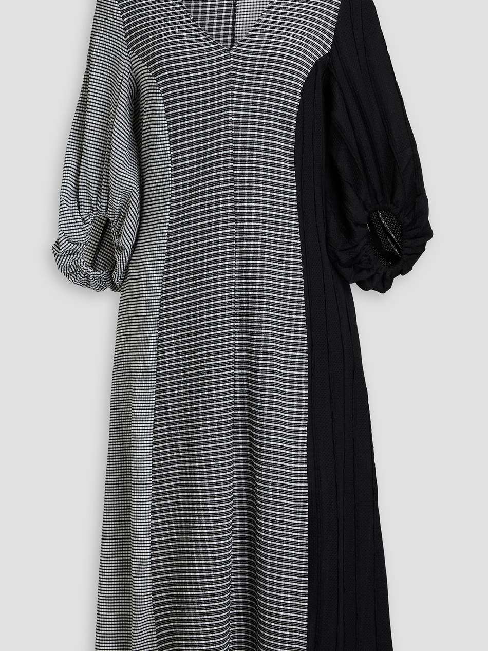 patchwork seersucker midi dress