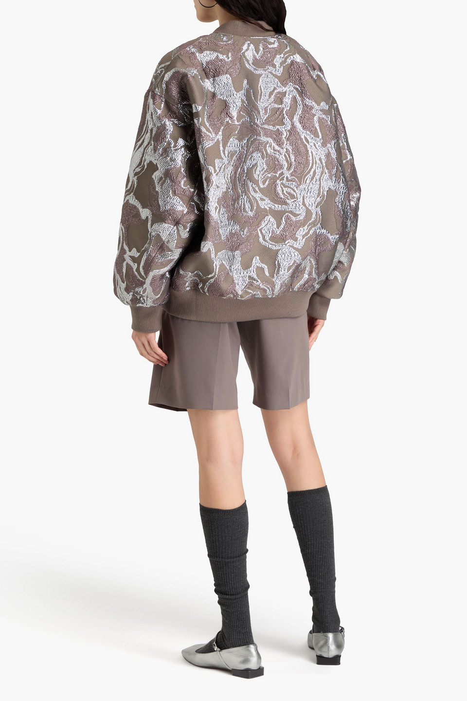STINE GOYA OVERSIZED METALLIC BROCADE BOMBER JACKET 