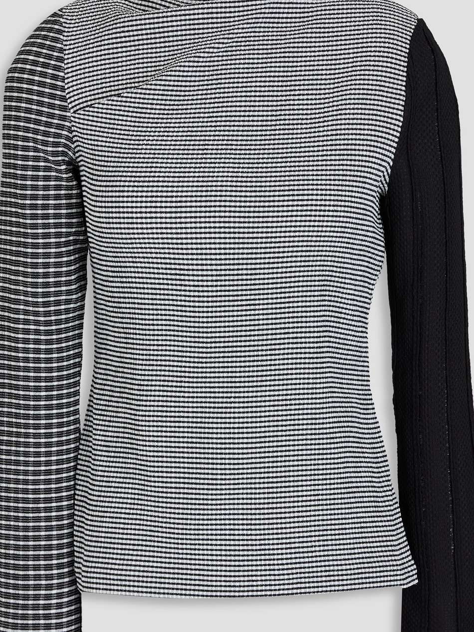 patchwork seersucker turtleneck top