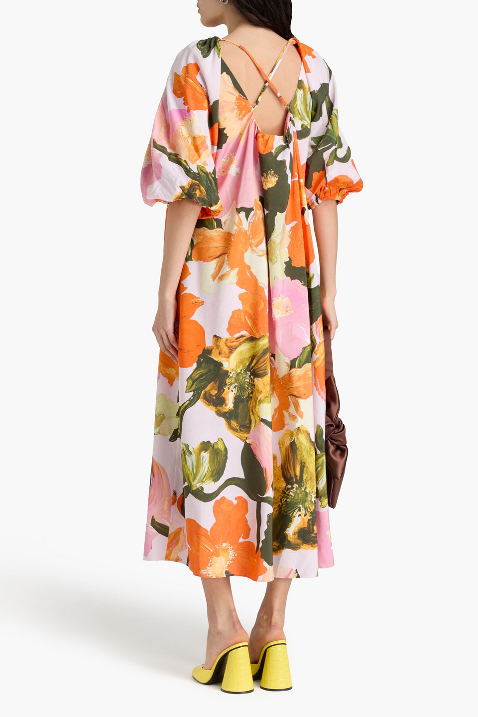 Stine Goya Midikleid Aus Webstoff Mit Flammgarneffekt Und Floralem Print In Baby-pink