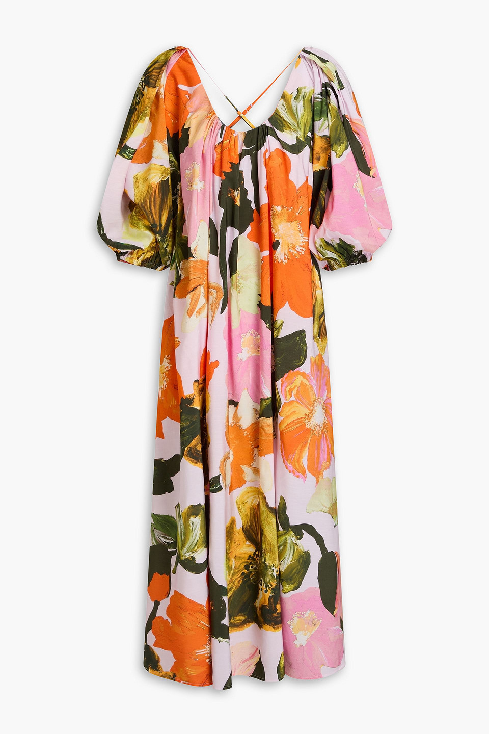 Stine Goya Midikleid Aus Webstoff Mit Flammgarneffekt Und Floralem Print In Baby-pink