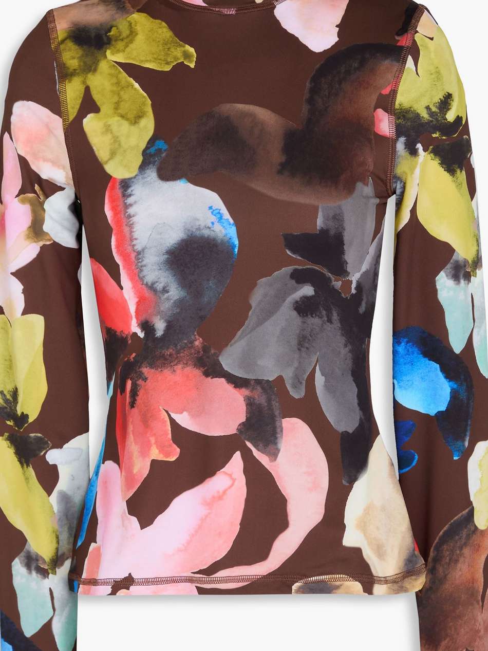 floral-print stretch-jersey turtleneck top