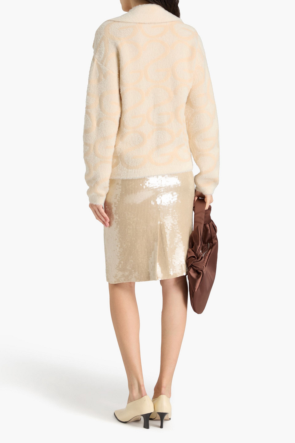 Shop Stine Goya Jacquard-knit Cardigan In Creme