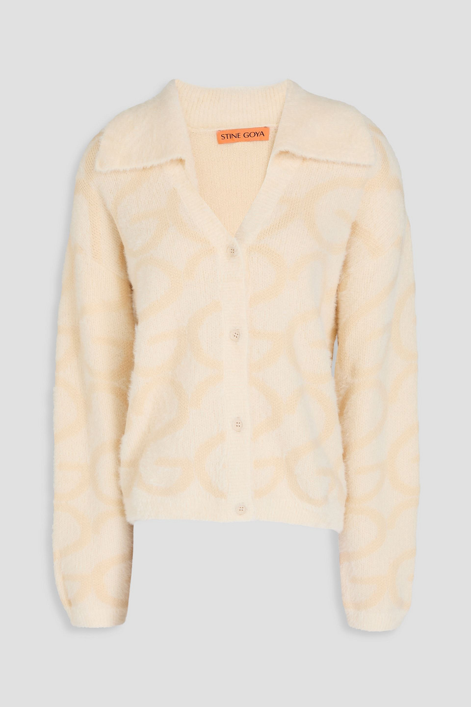 Shop Stine Goya Jacquard-knit Cardigan In Creme