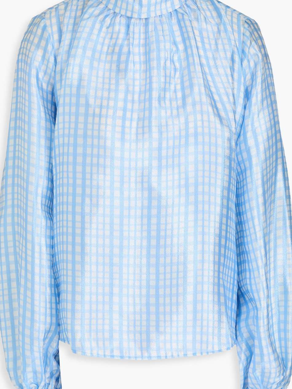 checked satin blouse