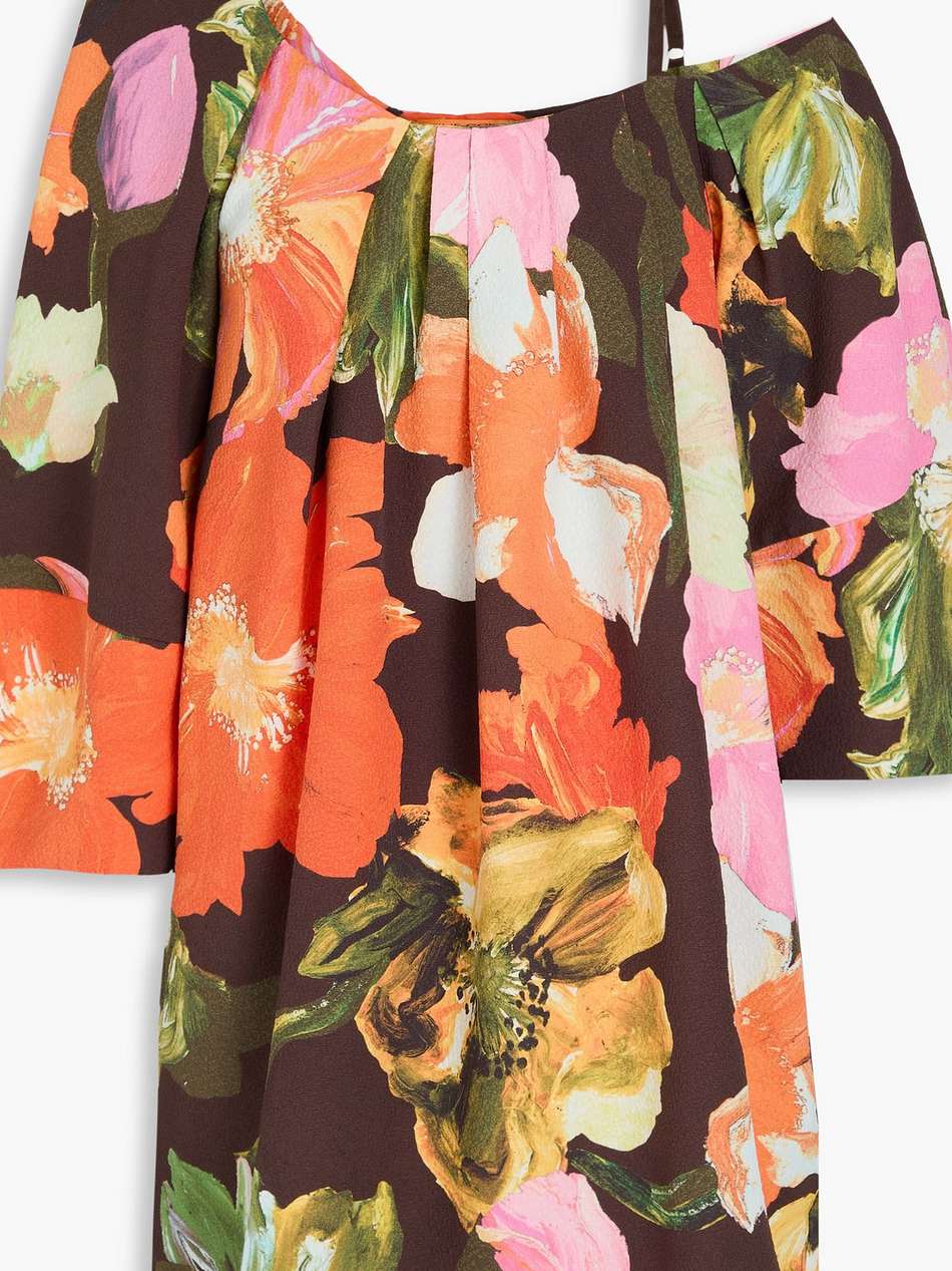 one-shoulder floral-print jacquard mini dress