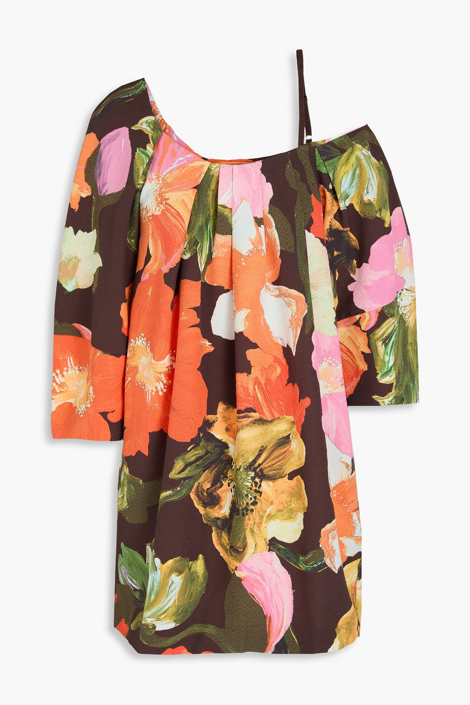 STINE GOYA ONE-SHOULDER FLORAL-PRINT JACQUARD MINI DRESS