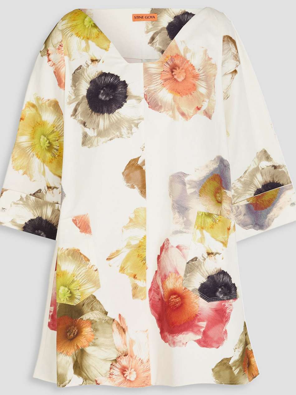 floral-print cotton-twill mini dress