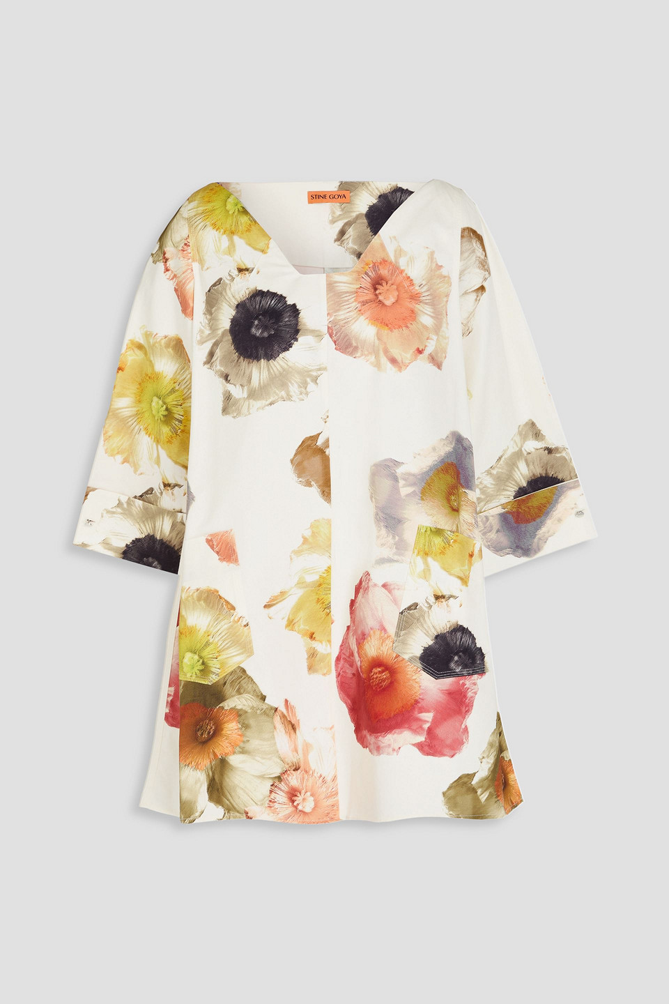 Floral-print cotton-twill mini dress