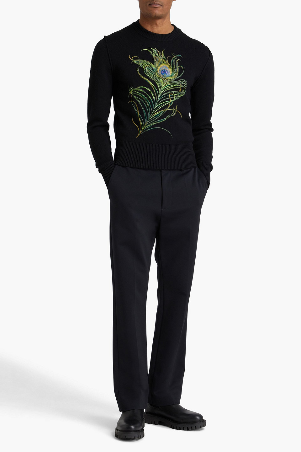  Dolce&gabbana - Pullover Aus Wolle Mit Stickereien - Schwarz - It 44 
