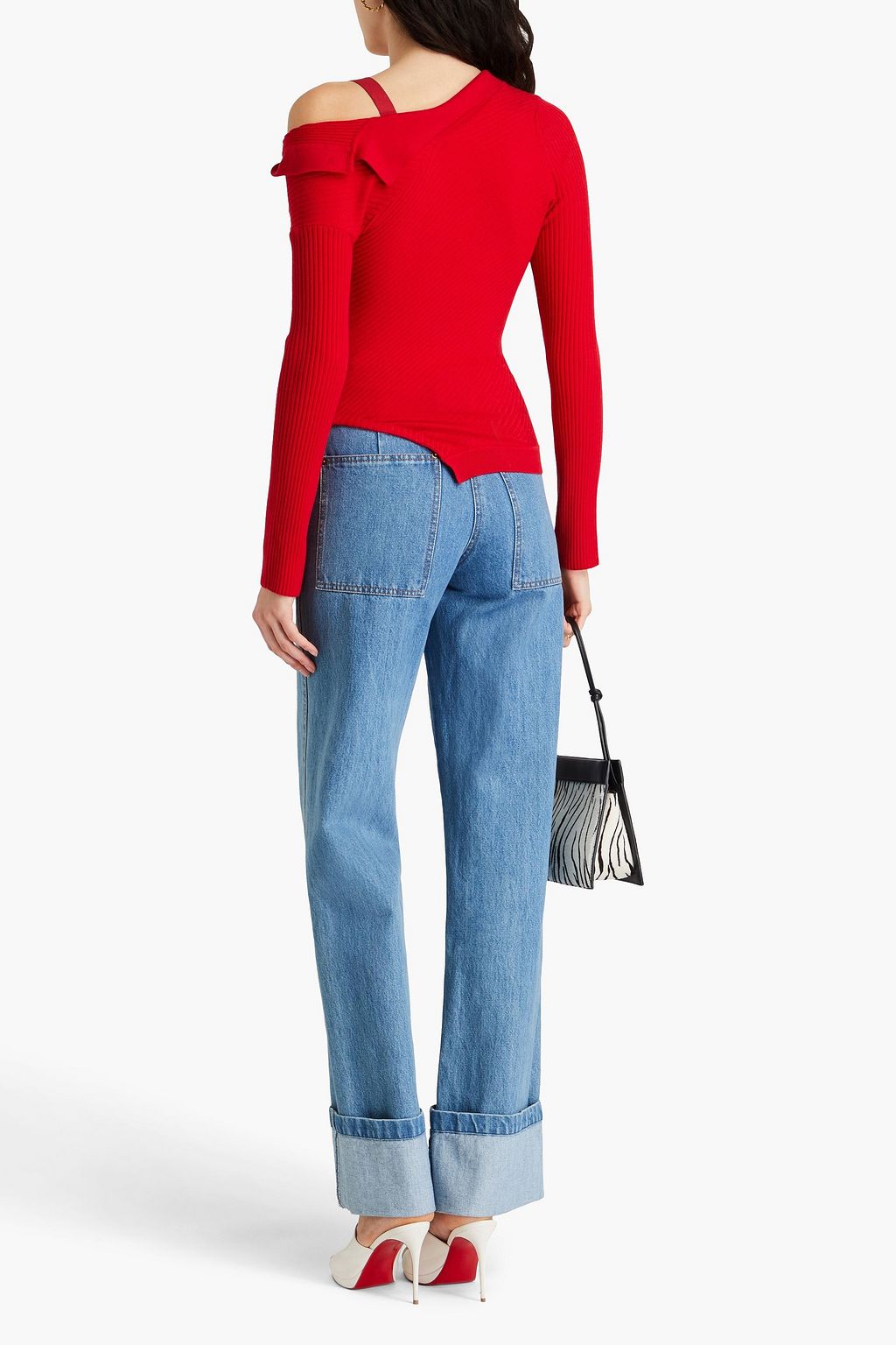 JACQUEMUS كارديغان Colin من مزيج الصوف بحواف من النسيج المضلّع بقصّة غير متماثلة