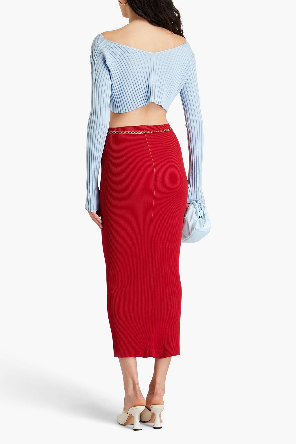JACQUEMUS Pralù cropped embellished ribbed-knit top