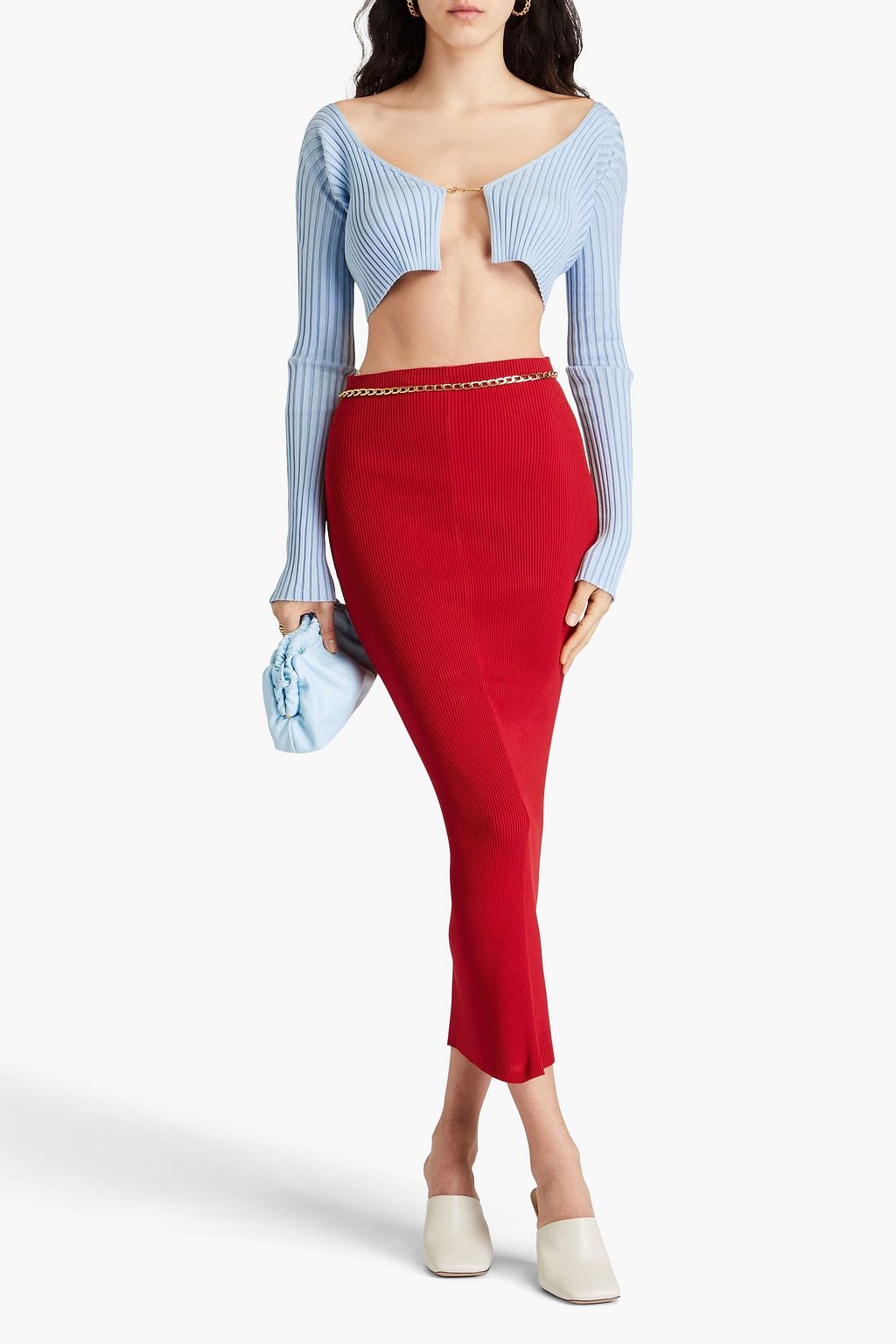 JACQUEMUS Pralù cropped embellished ribbed-knit top
