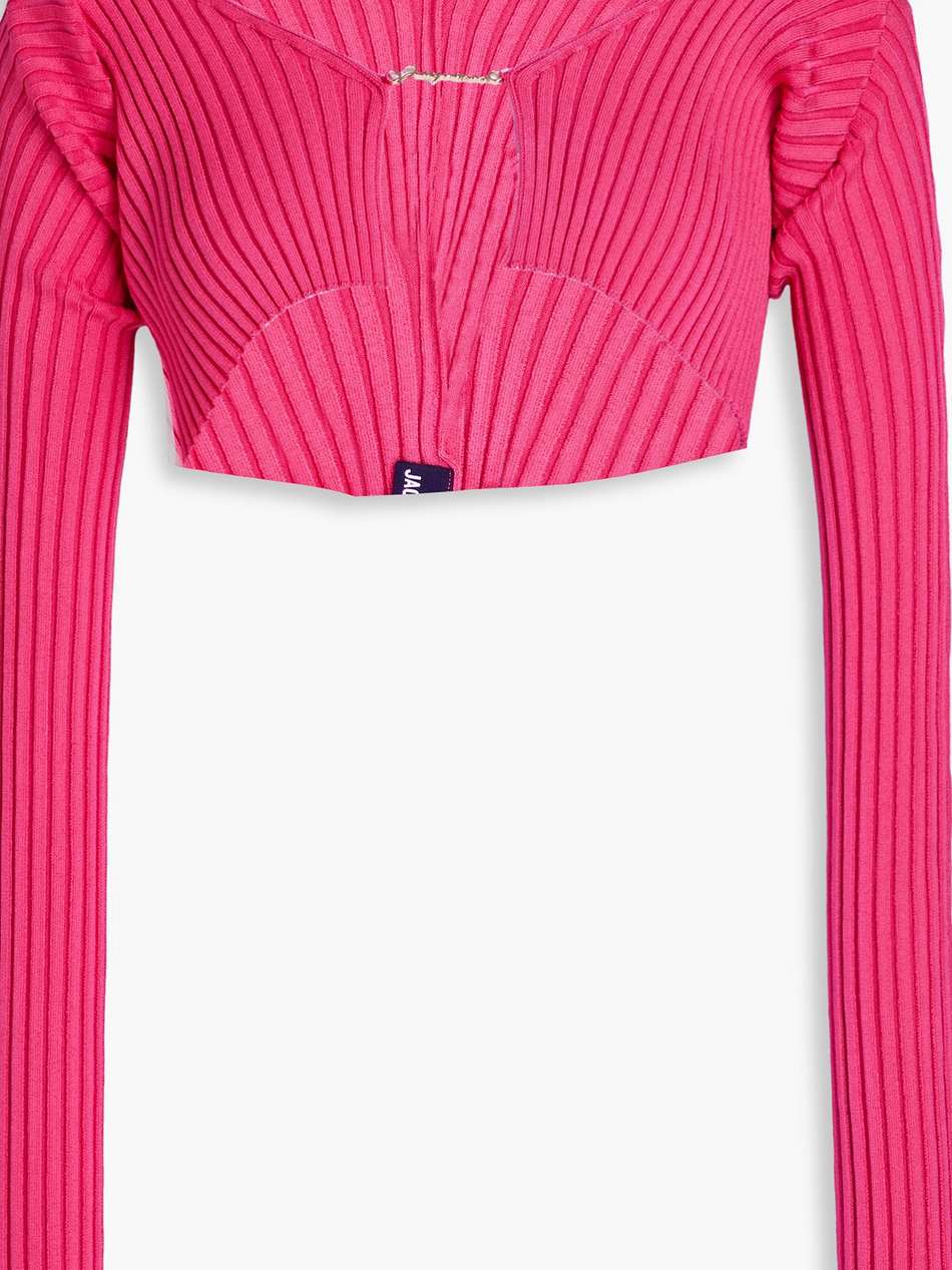 pralù cropped embellished ribbed-knit top
