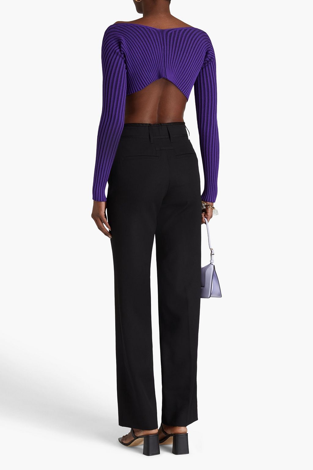 JACQUEMUS Pralù cropped embellished ribbed-knit top