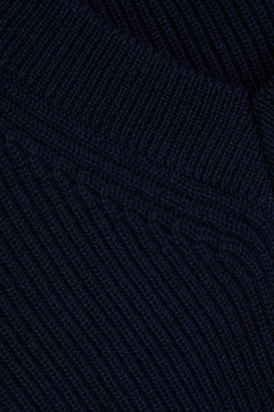 Jacquemus Seville Asymmetric Cropped Wool-blend Sweater In Navy