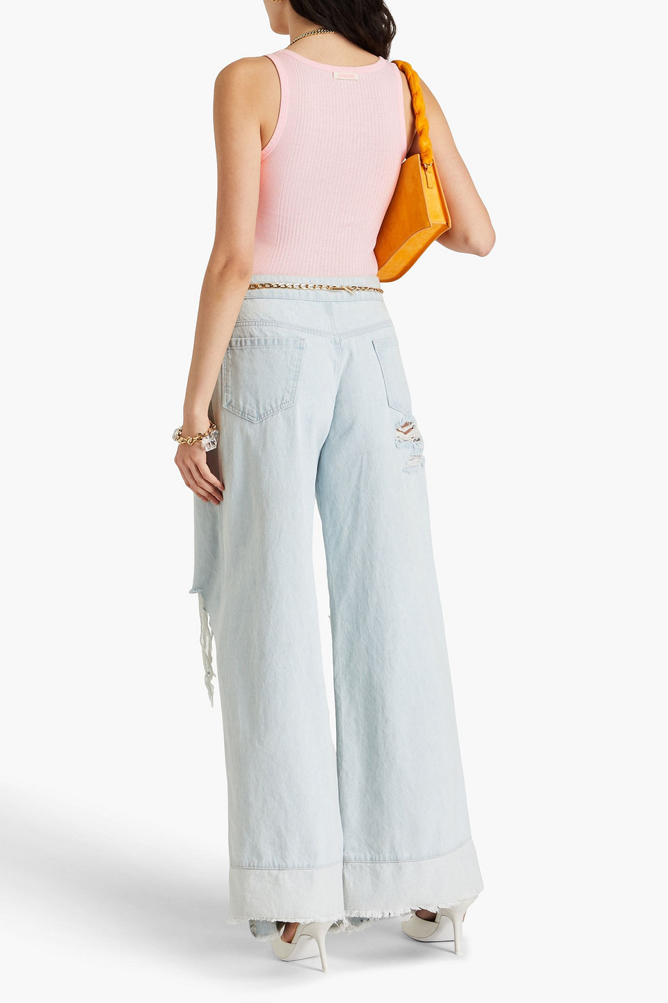 Jacquemus Caraco Ribbed Cotton Bodysuit In Baby Pink