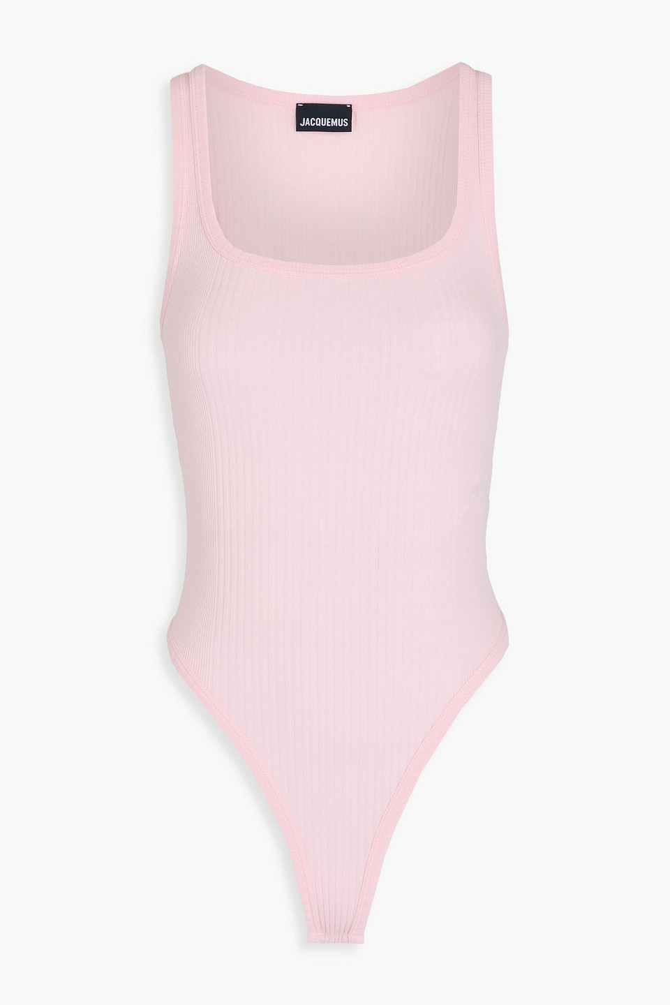 Jacquemus Caraco Ribbed Cotton Bodysuit In Baby Pink