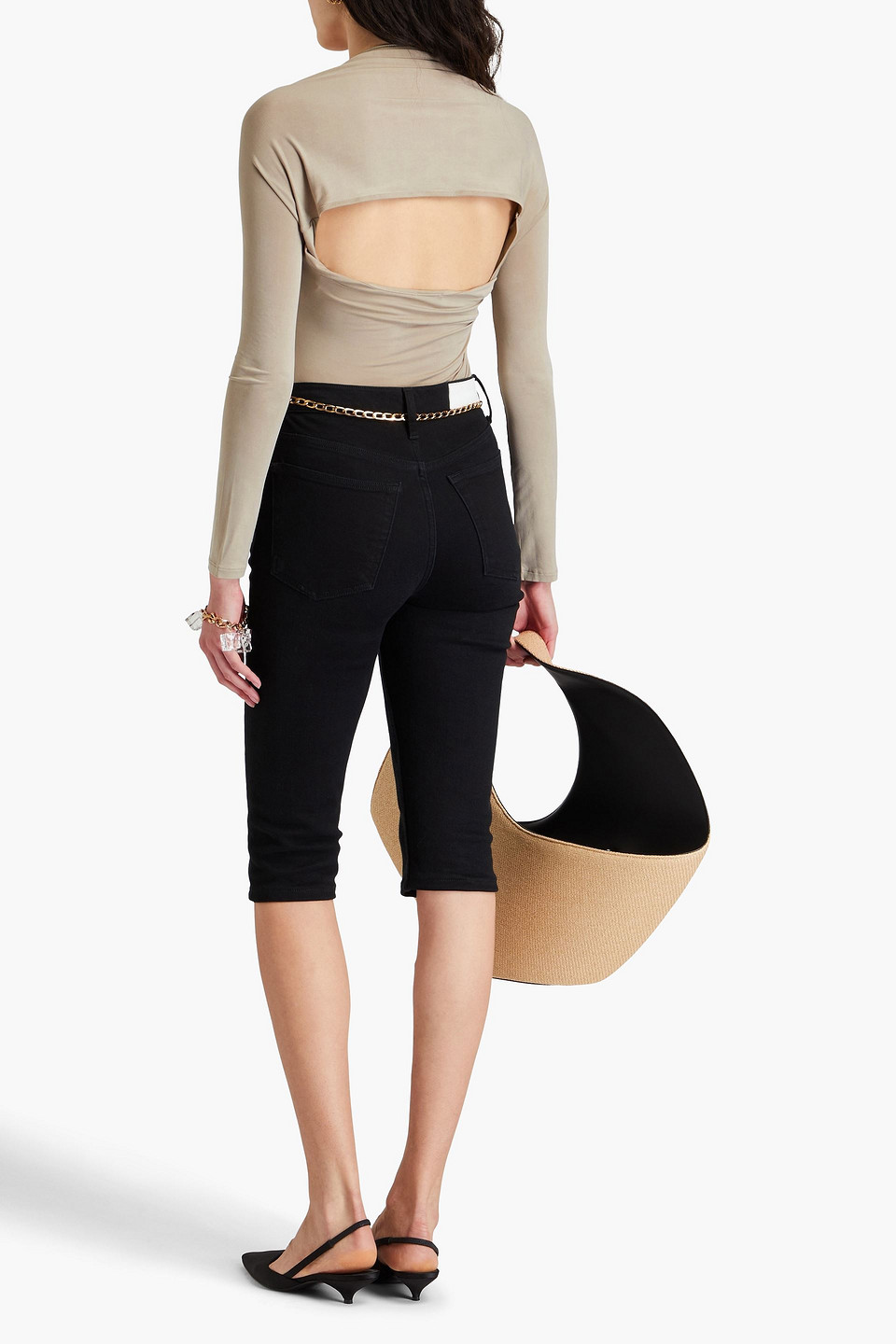  Jacquemus - Cropped Cupro-blend Stretch-jersey Top - Neutral - Xl 