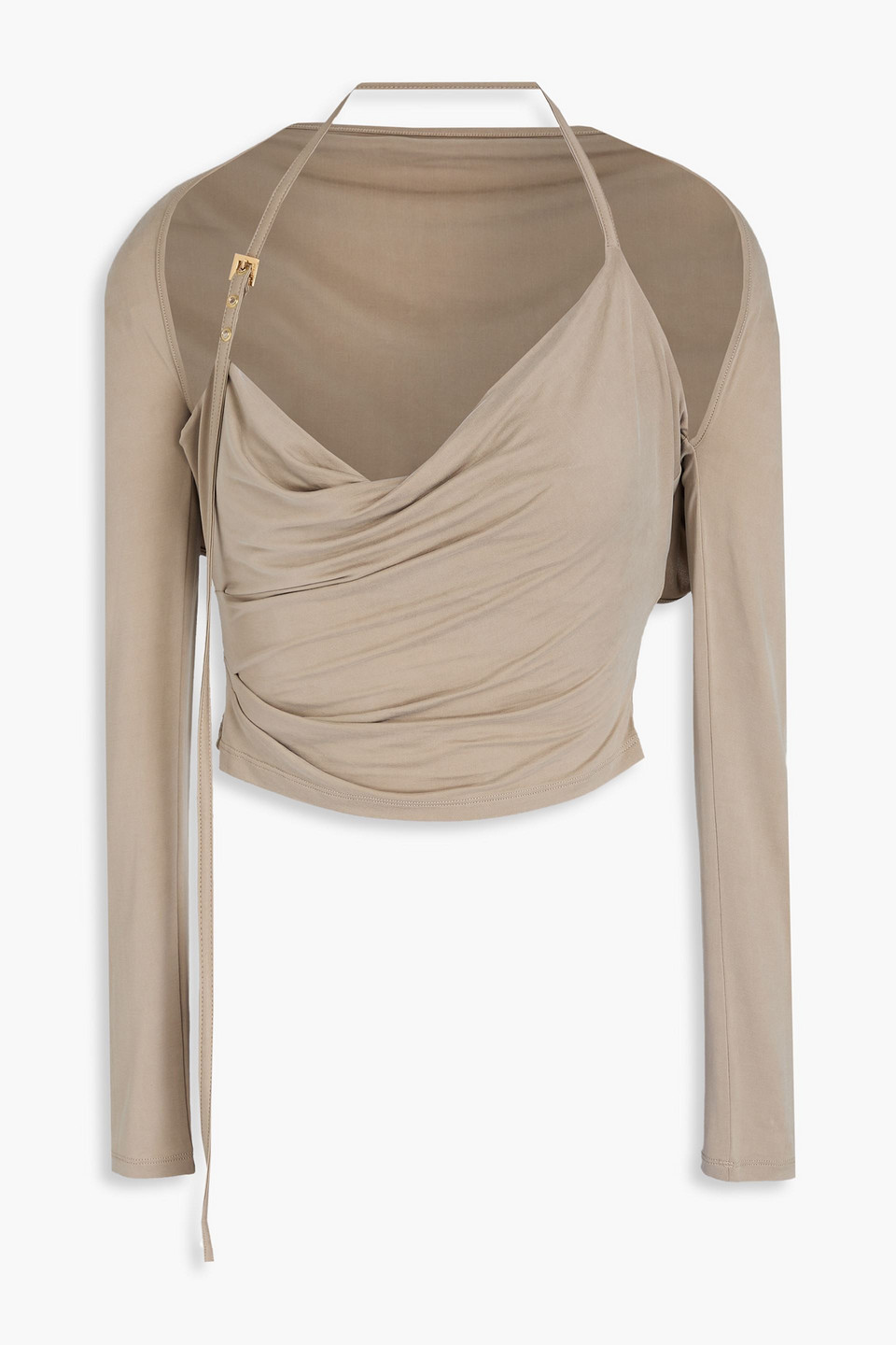 Jacquemus Cropped Oberteil Aus Stretch-jersey Aus Einer Cupromischung In Graubraun