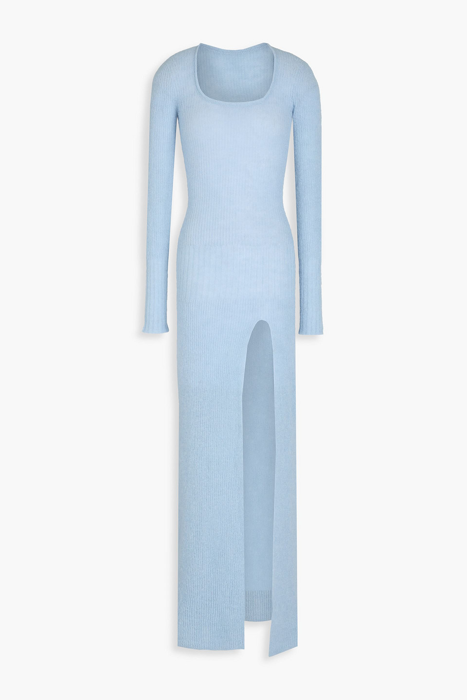 Jacquemus Dao Brushed Ribbed-knit Maxi Dress In Sky Blue