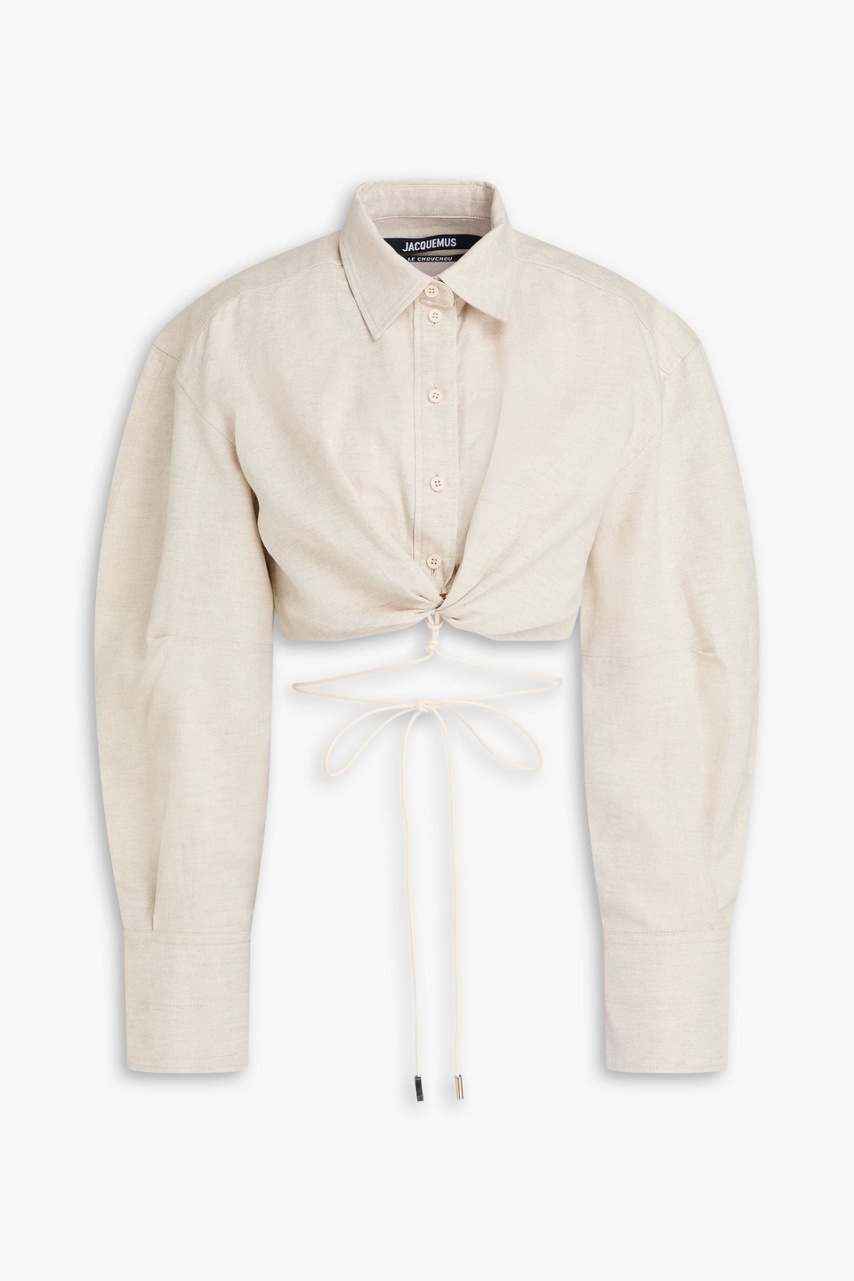 Jacquemus La Chemise Plidao Cotton And Linen Top In Beige