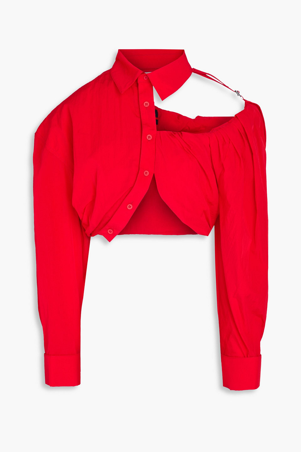 jacquemus - cropped cutout taffeta shirt - red - fr 38