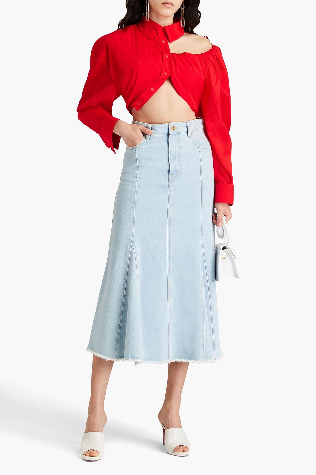 JACQUEMUS قميص قصير من التفتا مزين بفتحات