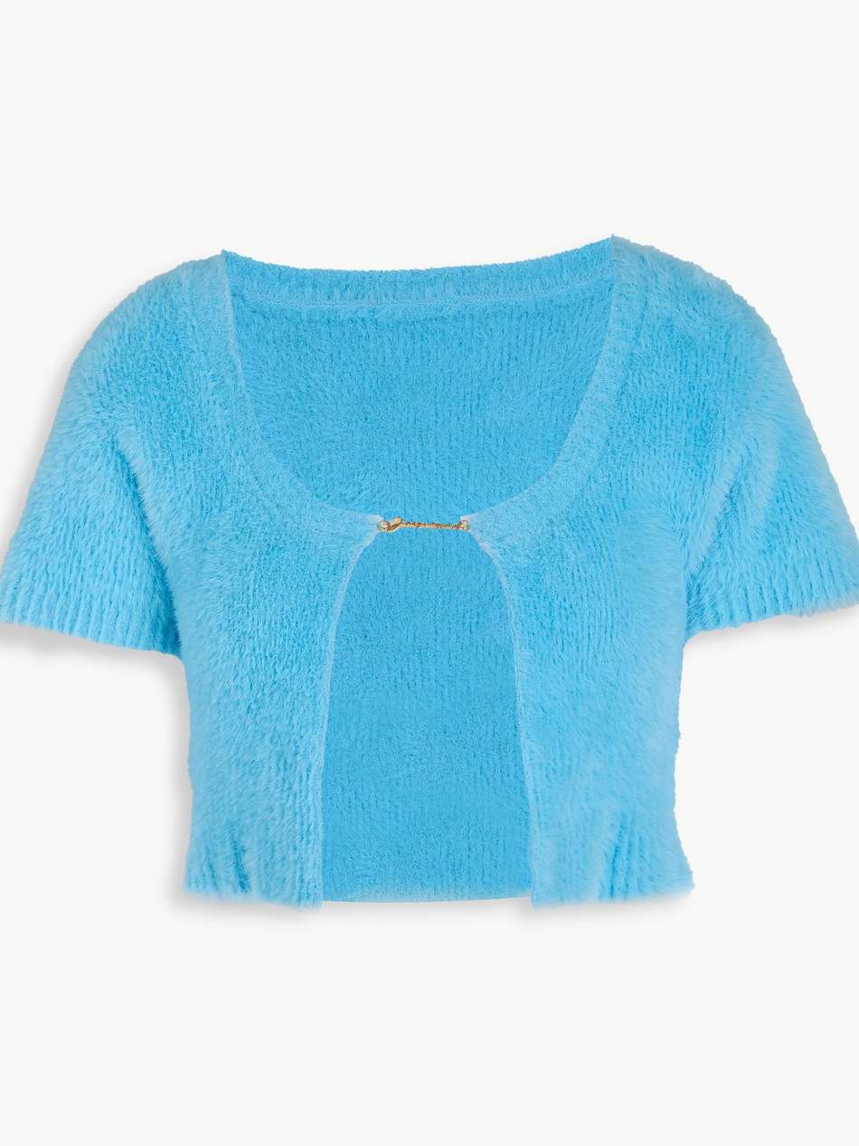 neve cropped brushed knitted cardigan