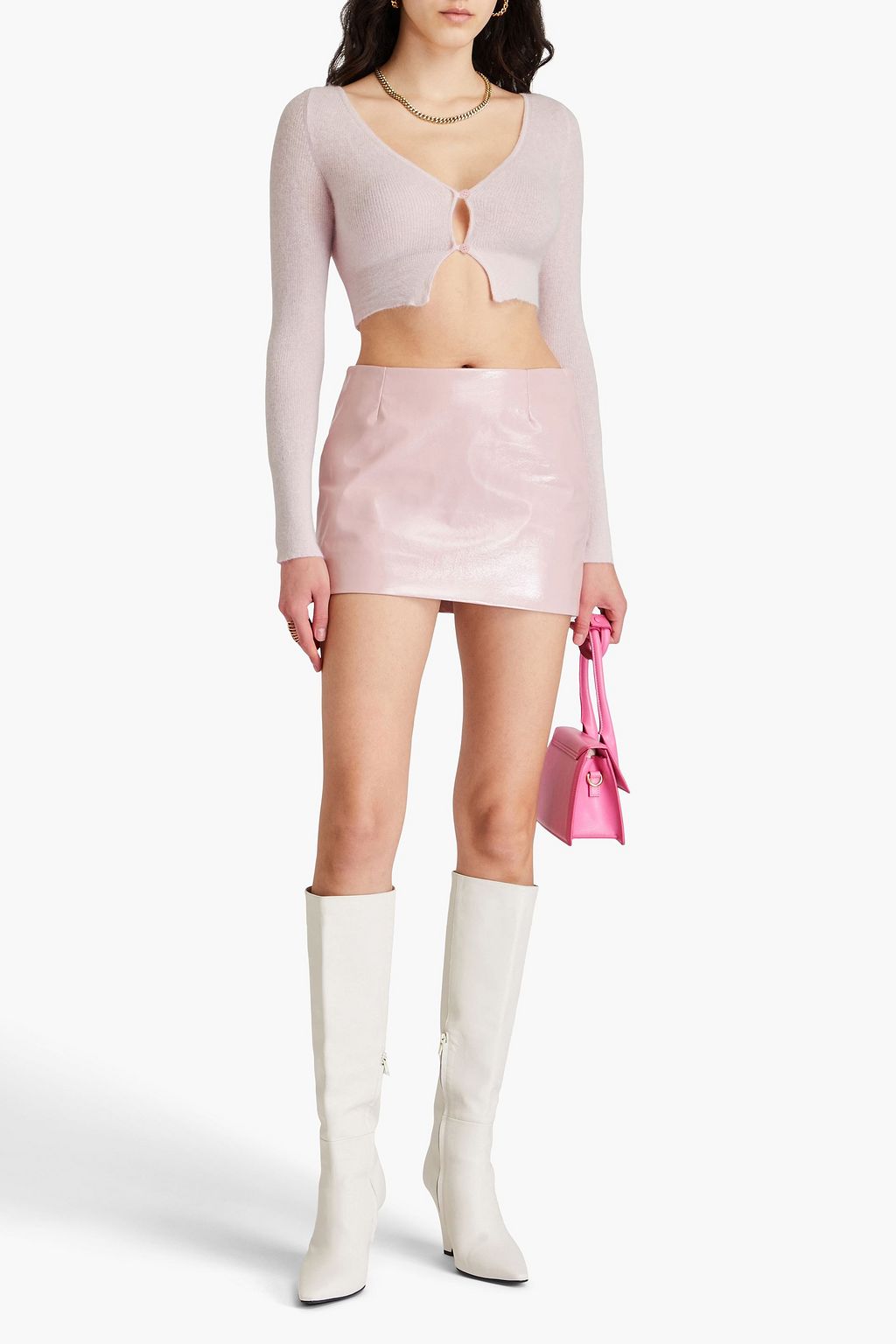 JACQUEMUS كارديغان قصير من مزيج الموهير