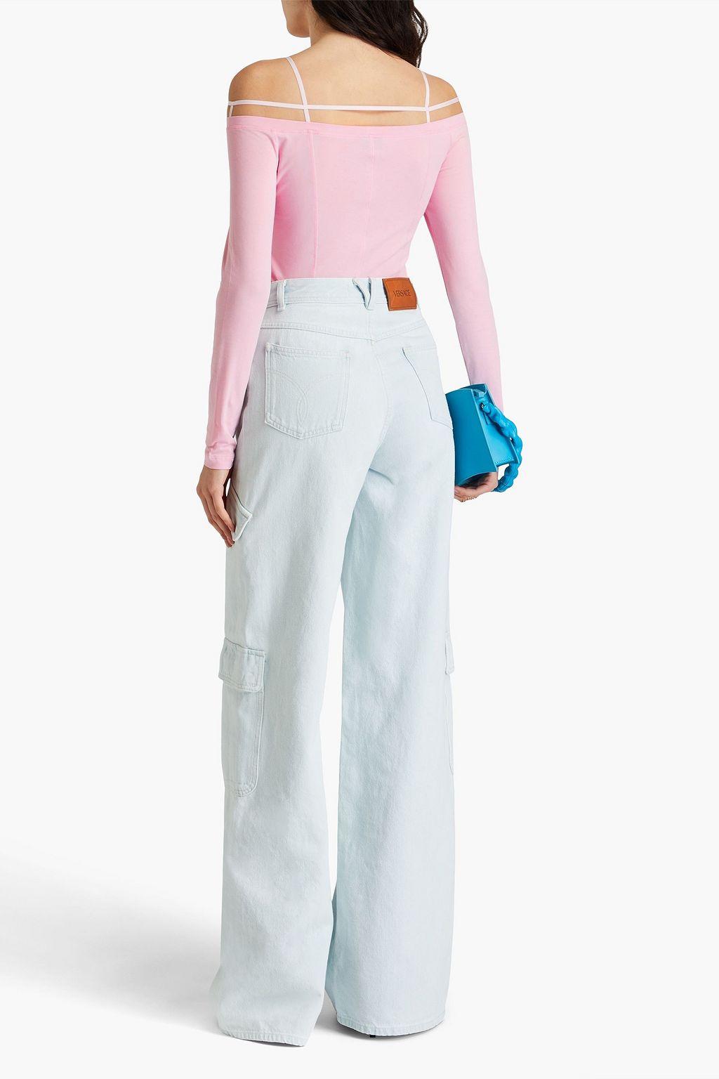JACQUEMUS 오프 더 숄더 스트레치 코튼 저지 탑