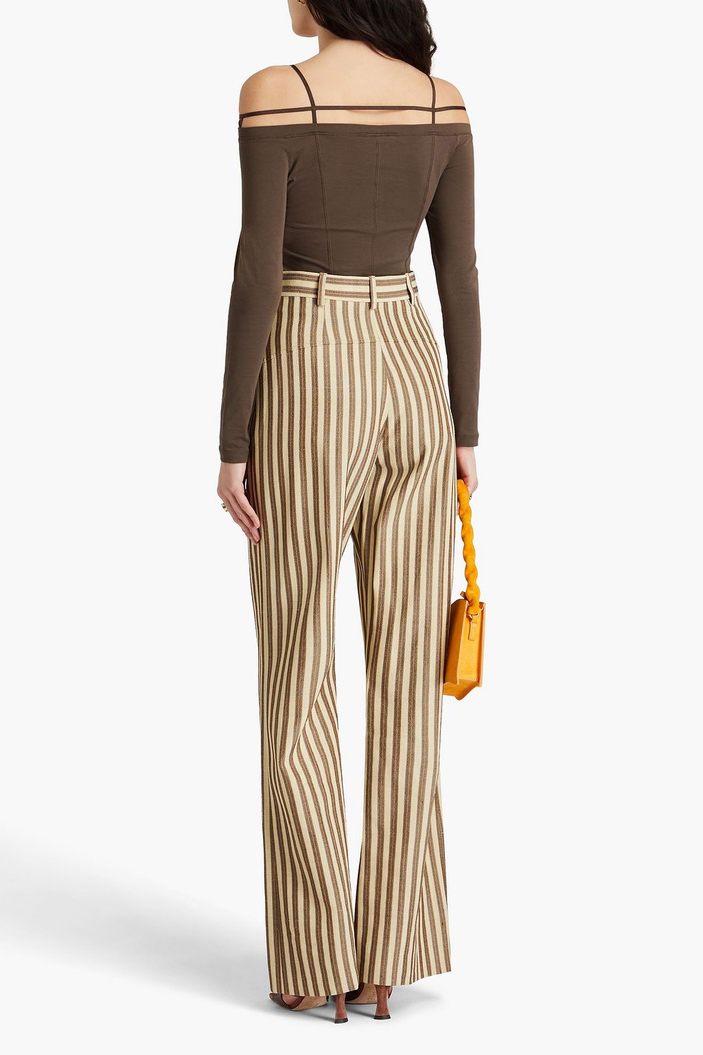 JACQUEMUS 오프 더 숄더 스트레치 코튼 저지 탑