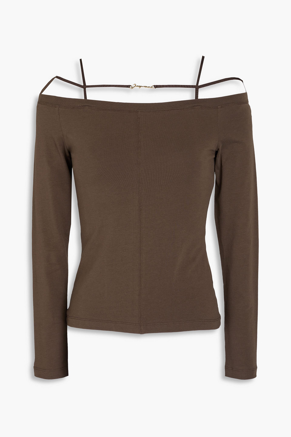 Jacquemus Sierra Off-the-shoulder Stretch Cotton-jersey Top In Brown