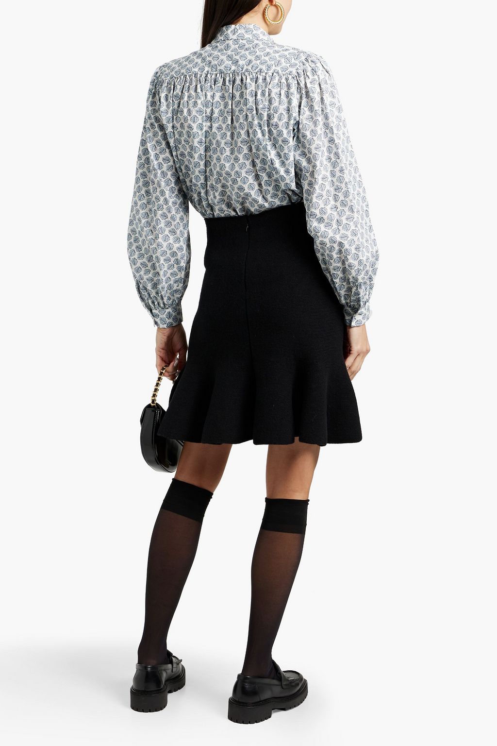 MAJE Printed cotton-poplin shirt