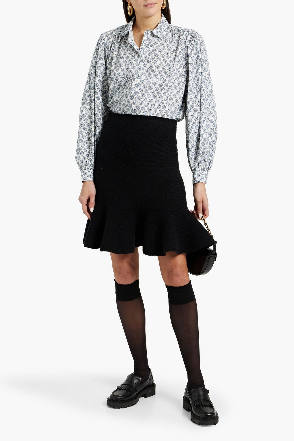 MAJE Printed cotton-poplin shirt