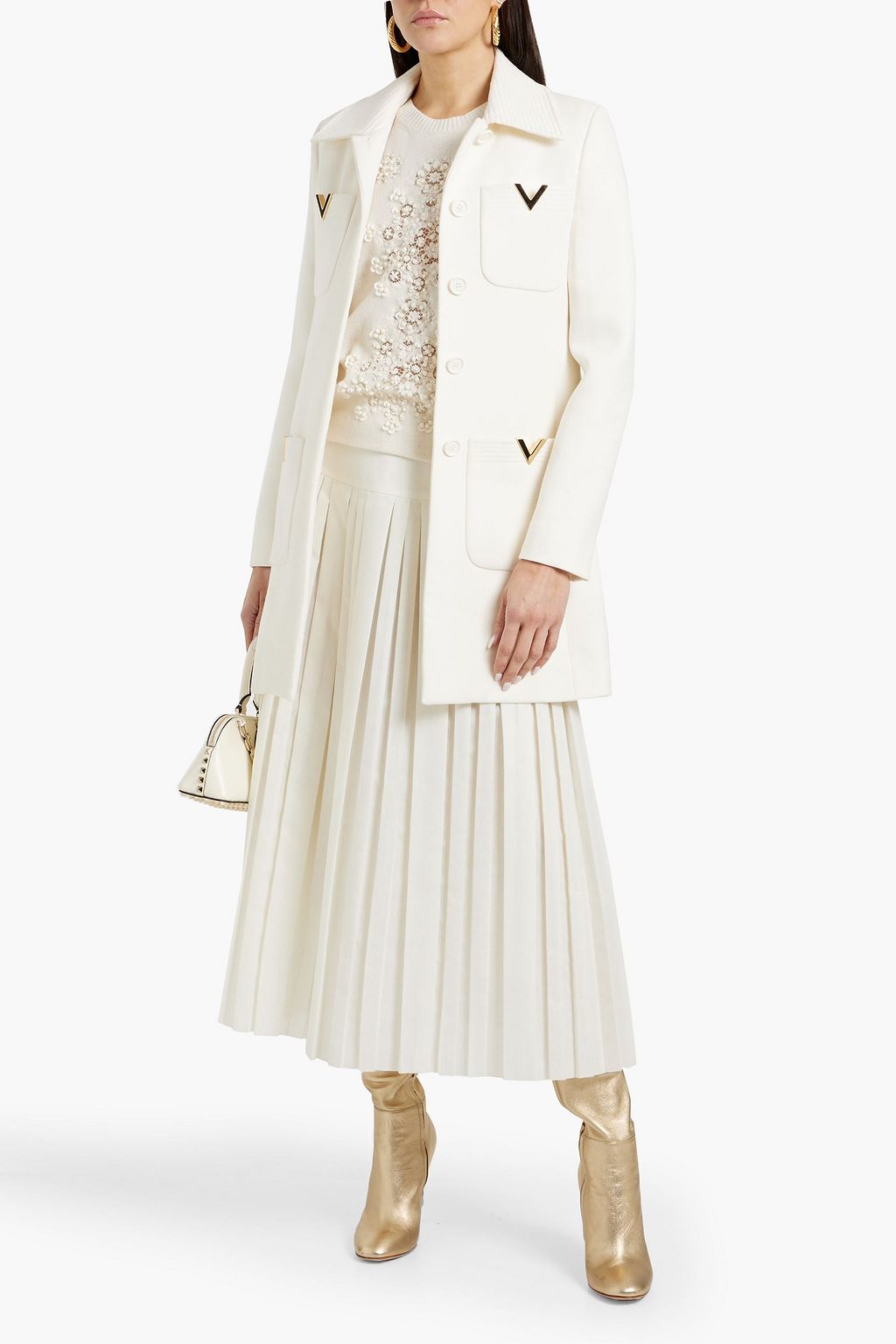 VALENTINO GARAVANI Embellished wool-gabardine coat