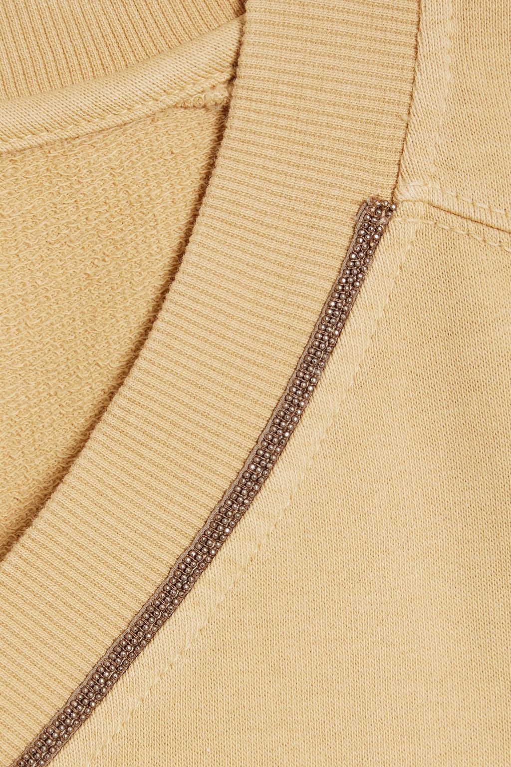 BRUNELLO CUCINELLI Bead-embellished French cotton-terry sweatshirt