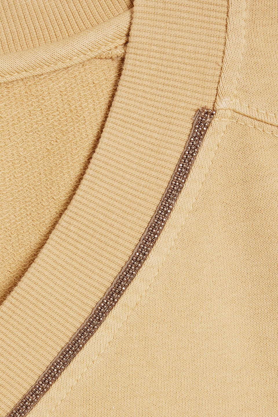 Brunello Cucinelli Bead-embellished French Cotton-terry Sweatshirt In Sand