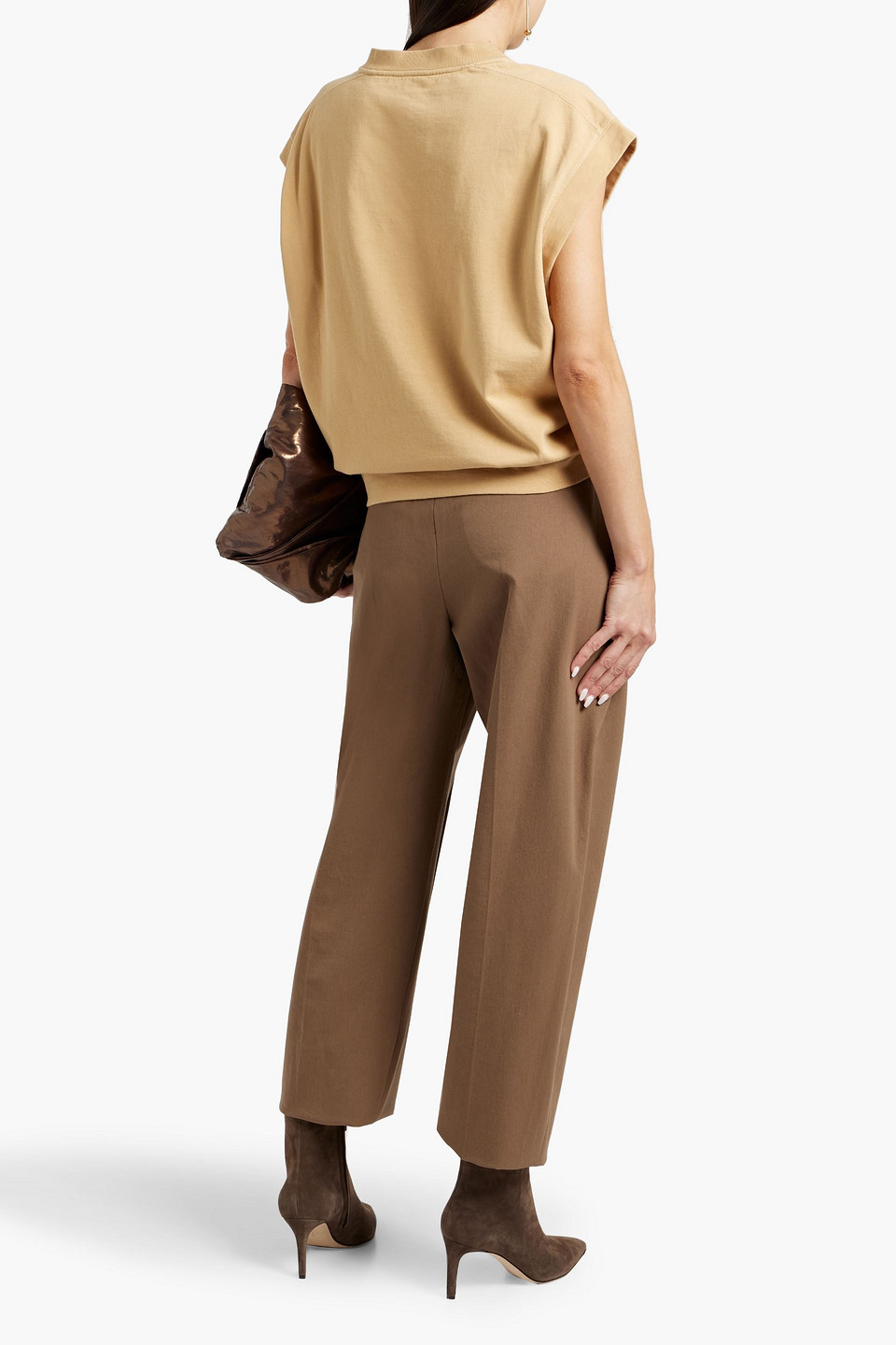 Brunello Cucinelli Bead-embellished French Cotton-terry Sweatshirt In Sand