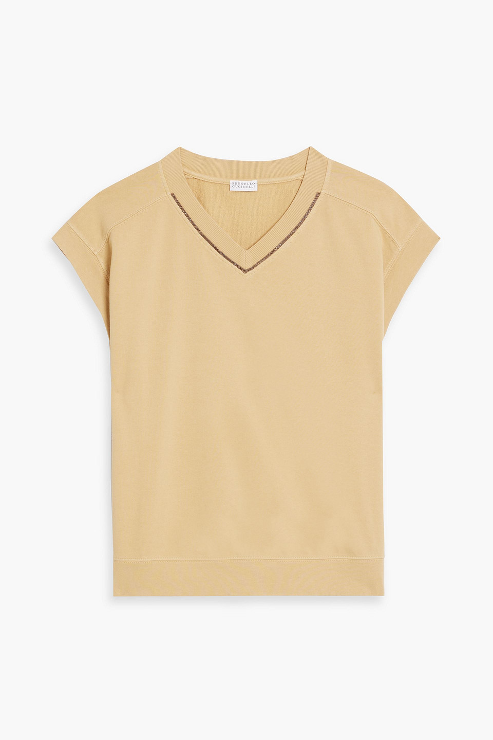 Brunello Cucinelli Bead-embellished French Cotton-terry Sweatshirt In Sand