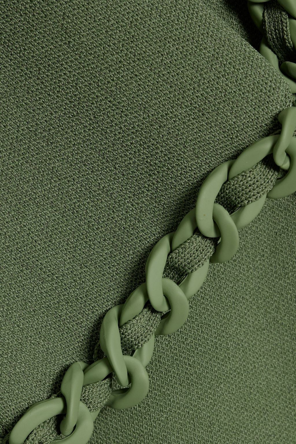 MAJE Belted chain-embellished stretch-knit cardigan