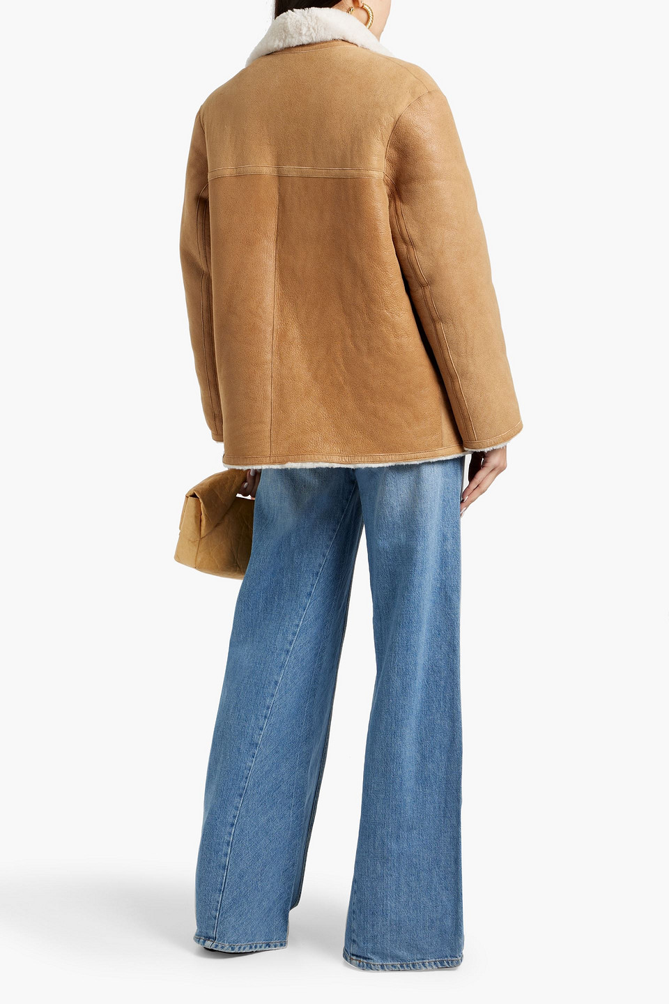 Maje Shearling Jacket In Brown