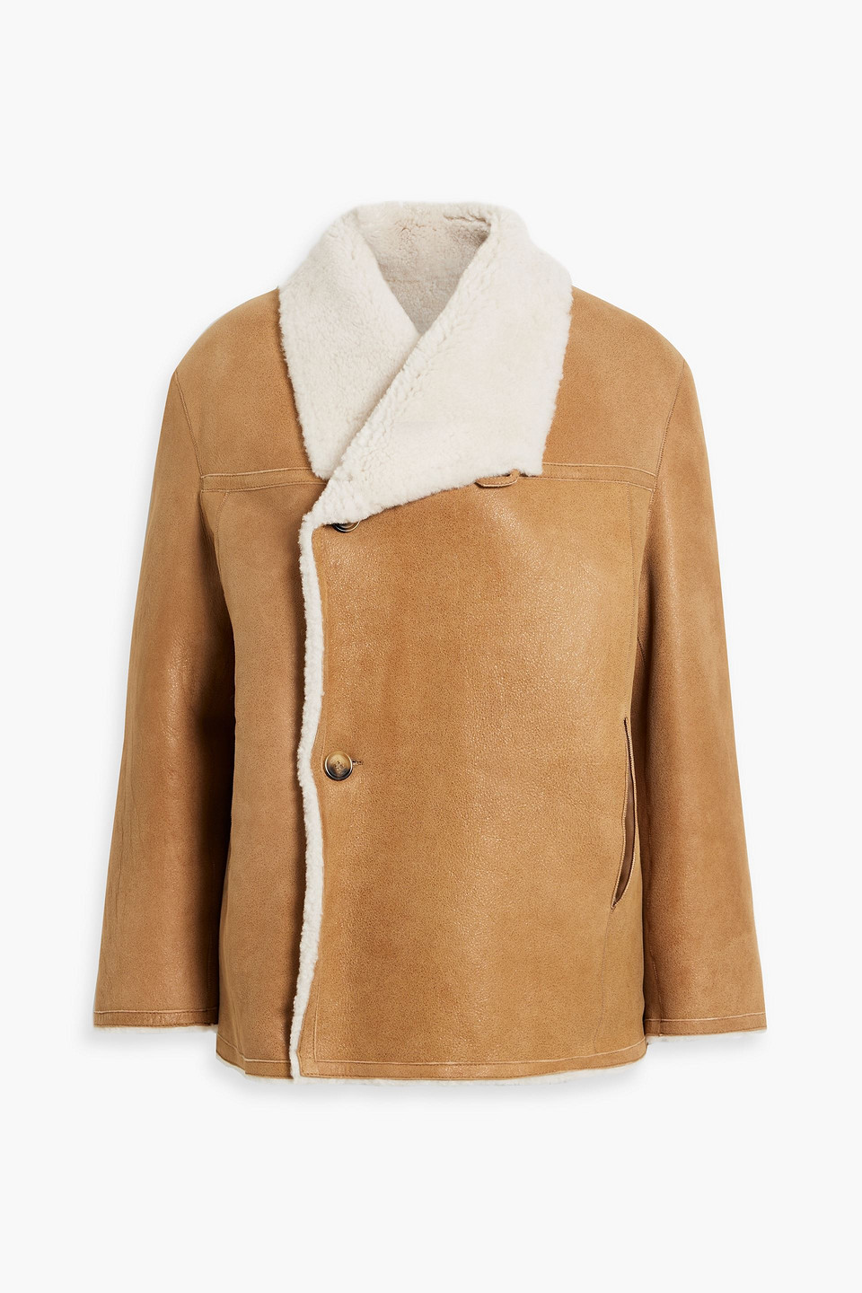Maje Shearling Jacket In Brown