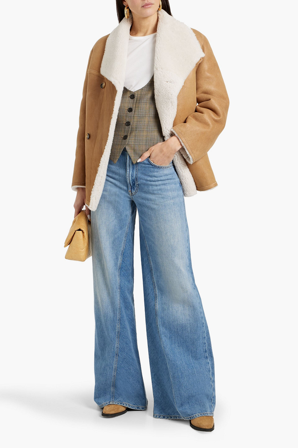 Maje Shearling Jacket In Brown