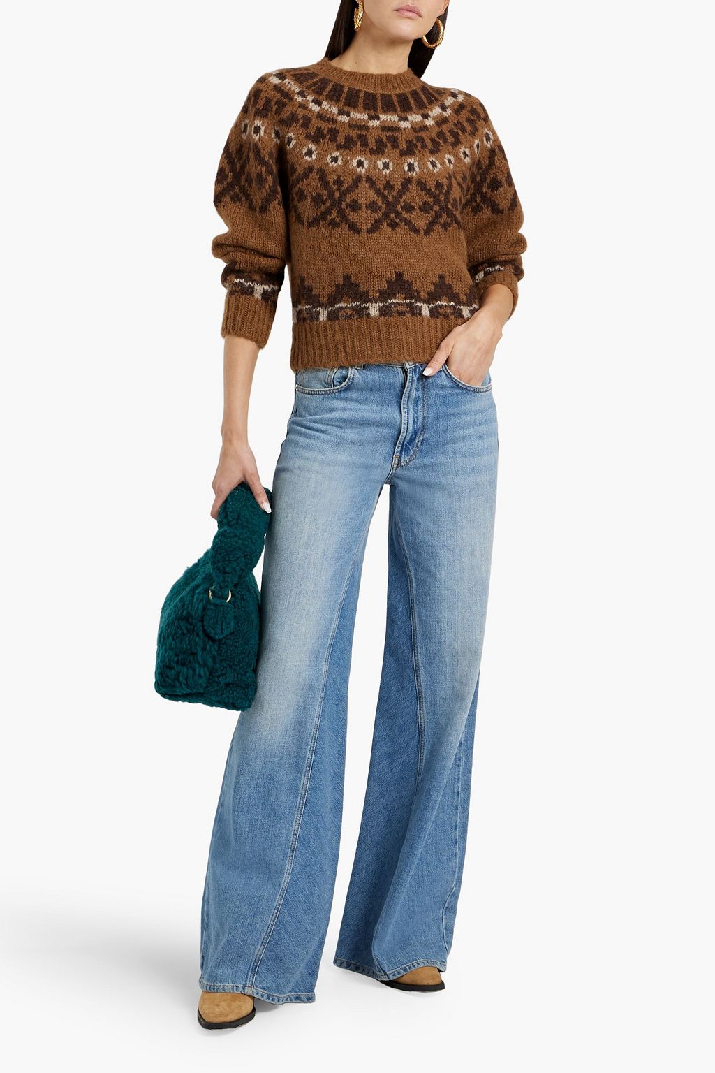 FRAME Fair Isle alpaca-blend sweater