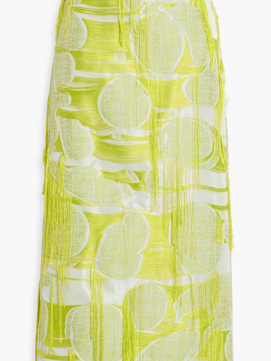 idya fringed jacquard midi skirt