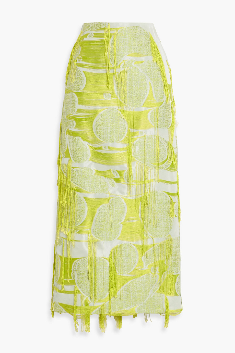 Roksanda Idya Fringed Jacquard Midi Skirt In Bright Yellow