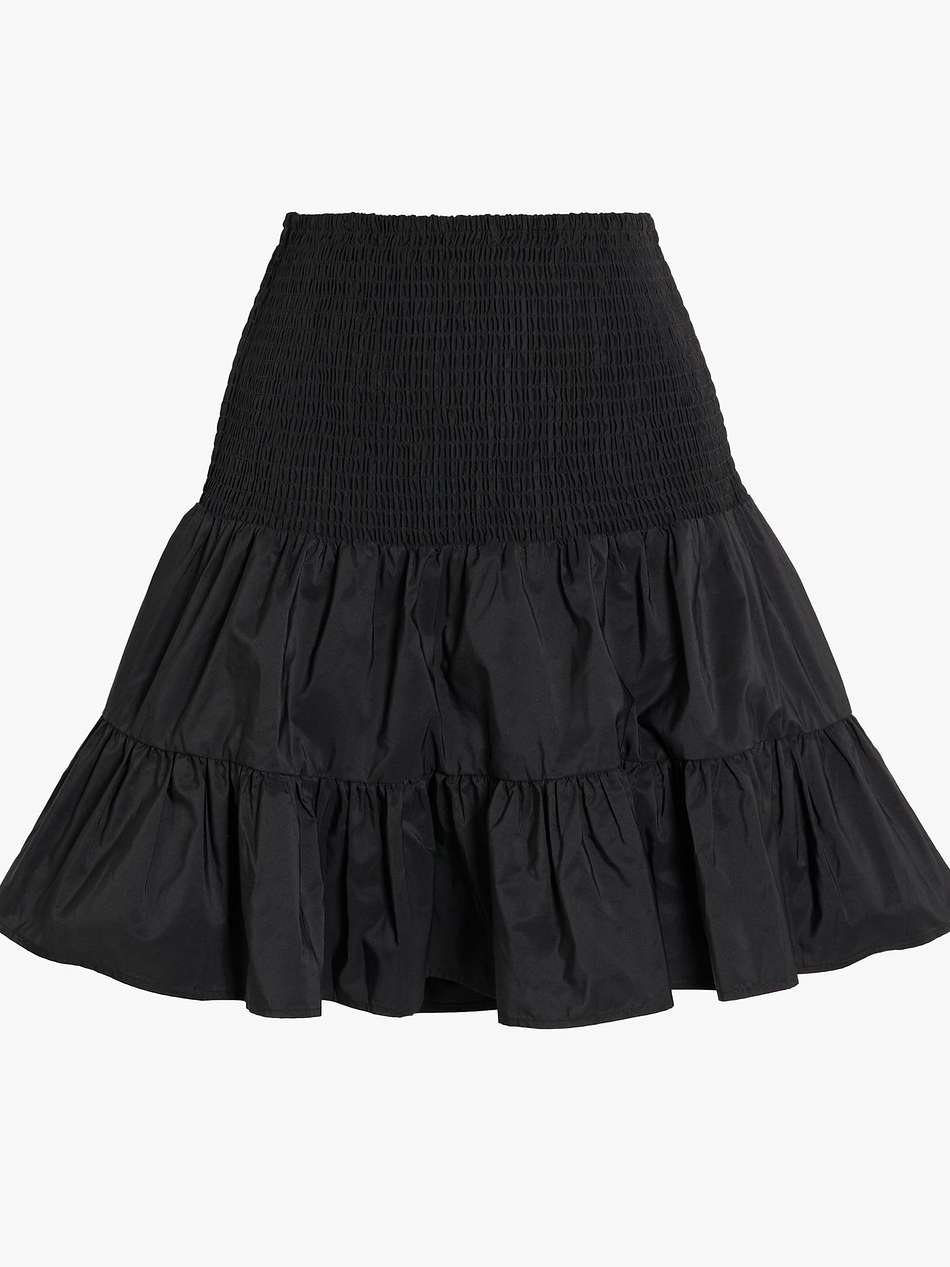 shirred taffeta mini skirt