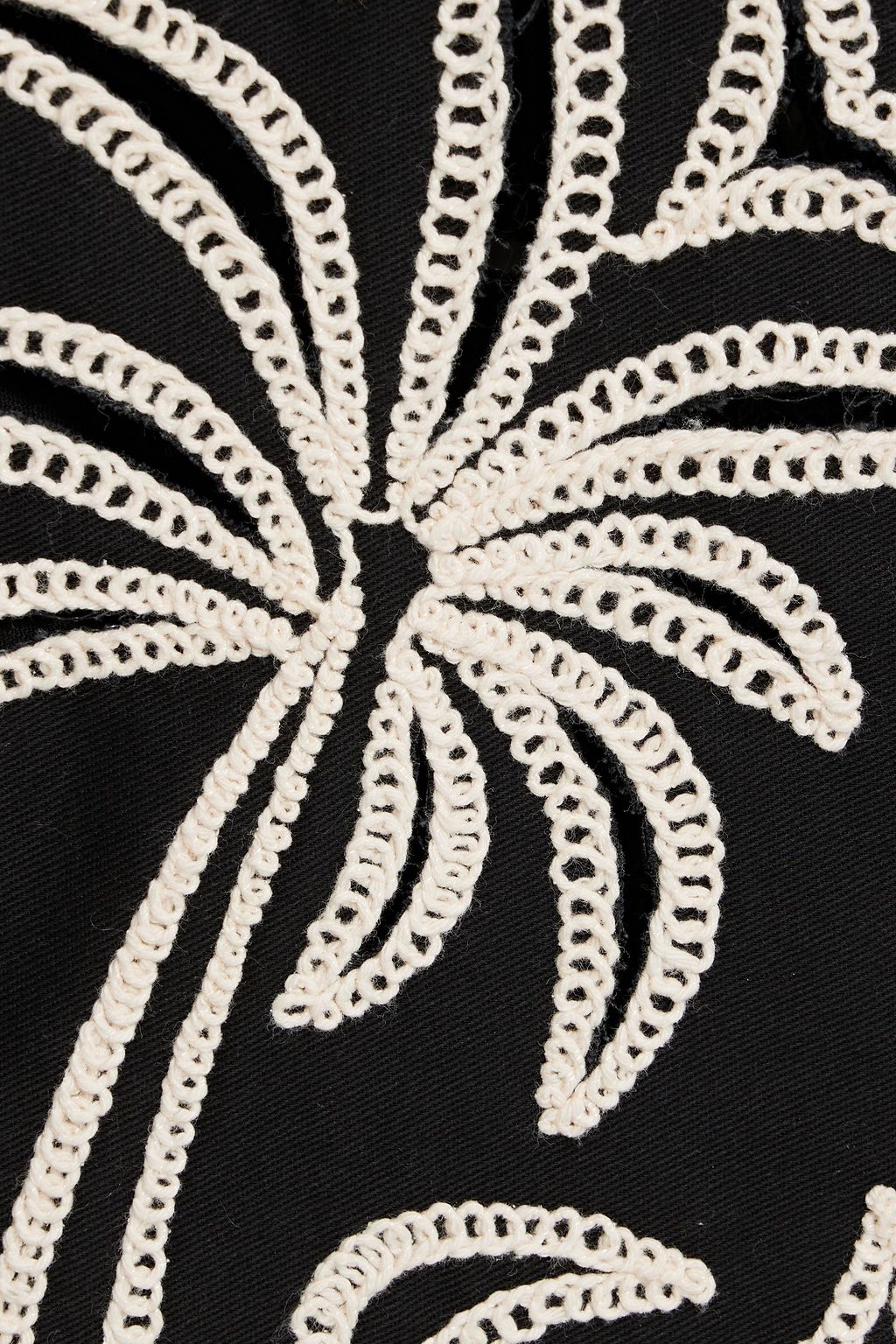 MAJE Embroidered cotton-twill wide-leg pants