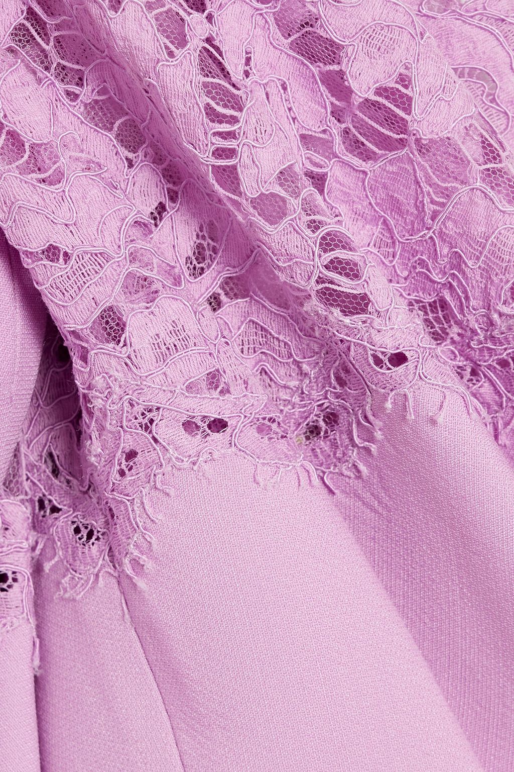 VALENTINO GARAVANI Lace-paneled wool and silk-blend crepe mini dress